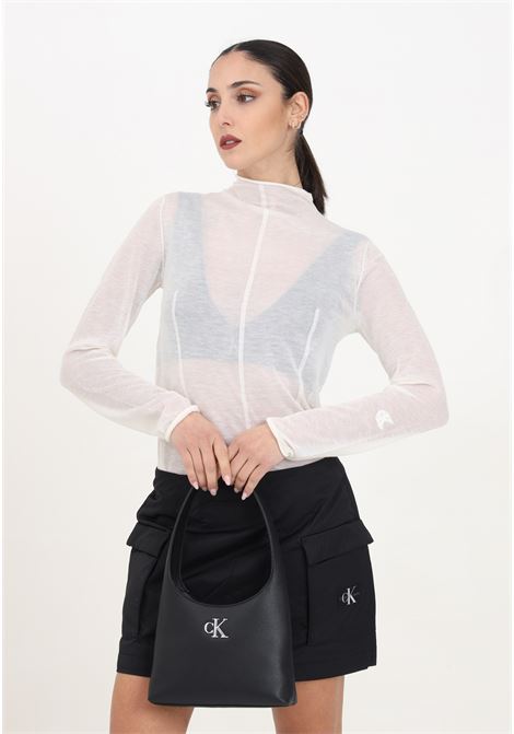 Transparent high neck women's sweater with raised stitching CALVIN KLEIN JEANS | J20J222925YAFYAF